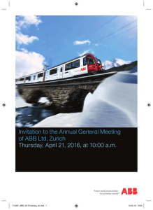 Invitation to the Annual General Meeting of ABB Ltd, Zurich