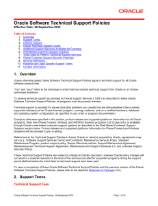 Oracle Software Technical Support Policies