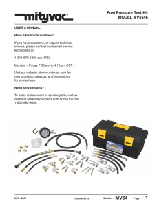 Fuel Pressure Test Kit MODEL MV5546