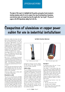 Comparison of aluminium vs copper power cables for use in