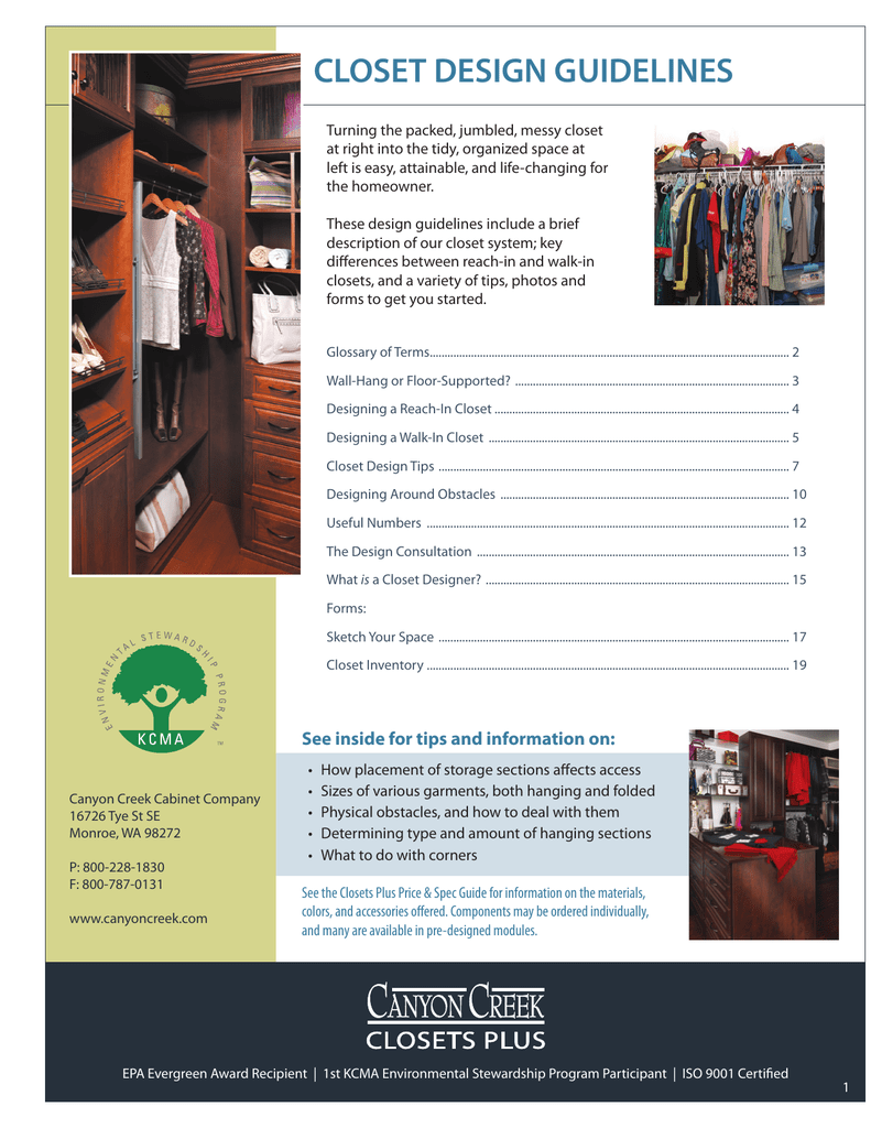Closet Design Guidelines Canyon Creek Cabinet Company