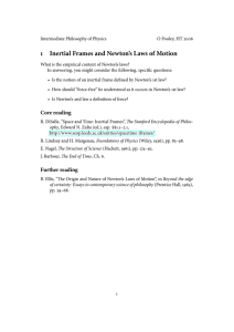 Inertial Frames and Newton`s Laws of Motion