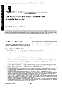 Slab test: Freeze/thaw resistance of concrete – Internal deterioration