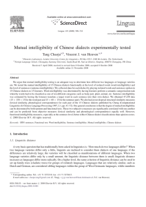 Mutual intelligibility of Chinese dialects experimentally tested