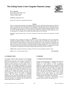 The Coiling Factor in the Tungsten Filament Lamps - Latin