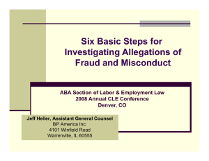 Six Basic Steps for Investigating Allegations of Fraud and Misconduct