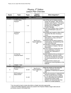 Lesson Plan Overview for Physics, 3rd ed.