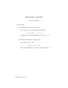 PRACTICE FINAL - SOLUTIONS 1. State carefully: (a) The