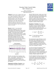 Precision Video Coaxial Cables Part 2: Return Loss