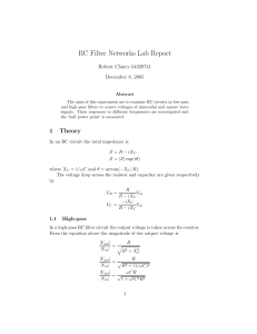 RC Filter Networks Lab Report