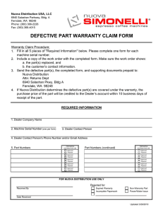 Defective Part Warranty Claim Form 2