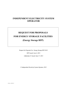 Energy Storage RFP - Independent Electricity System Operator