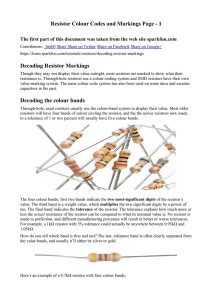 Resistor Colour Codes and Markings Page
