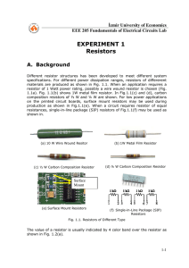 EXPERIMENT 1 Resistors
