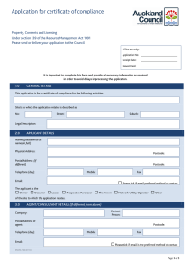 Application for certificate of compliance