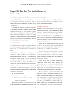 Prepaid Medical Care And Medical Insurance