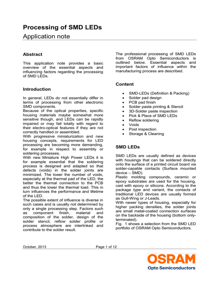 Processing of SMD LEDs Application note