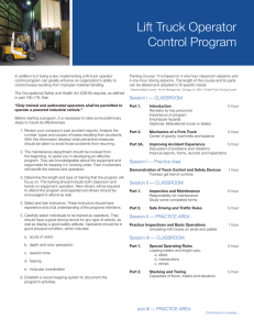 Lift Truck Operator Control Program