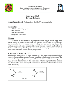 Experiment No.7 Kirchhoff`s Laws Apparatus Theory