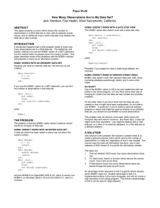 SUGI 26: How Many Observations(r) Are In My Data Set?