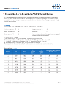 Cuponal Busbar Technical Data: AC/DC Current Ratings