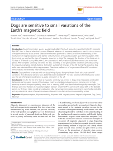 Dogs are sensitive to small variations of the Earth`s magnetic field