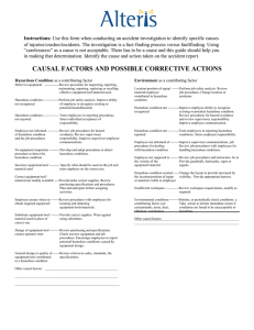 Causal Factors and Possible Corrective Actions
