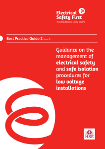 Guidance on the management of electrical safety and safe isolation