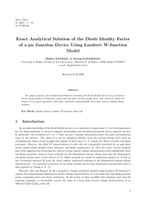 Exact Analytical Solution of the Diode Ideality Factor of a pn Junction