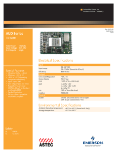 AUD Series Electrical Specifications Environmental Specifications