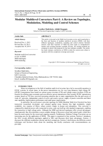 Modular Multilevel Converters Part-I: A Review on Topologies