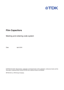 Film Capacitors - Marking and ordering code system