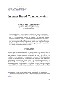 Internet-Based Communication - Dr. Morton Ann Gernsbacher`s