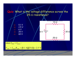 What is the voltage difference across the 25-Ω resistance?