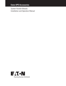 System Parallel Module Installation and Operation Manual Eaton