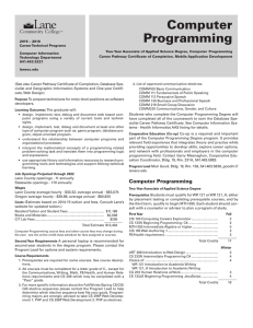 Computer Programming - Lane Community College