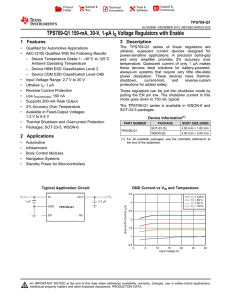 TPS709-Q1 150-mA, 30-V, 1-μA IQ Voltage Regulators with Enable