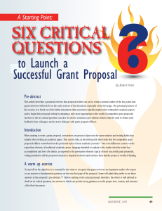 Six Critical Questions to Writing a Grant Proposal