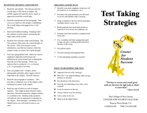 Test Taking Strategies - Center for Student Success