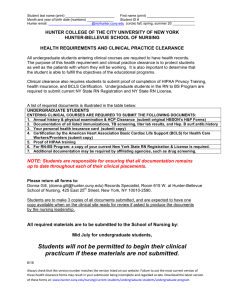 Undergraduate Clinical Clearance Forms - Hunter College