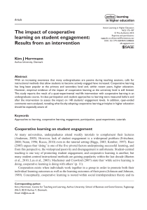 The impact of cooperative learning on student engagement: Results