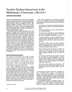 Teacher-Student Interactions in the Mathematics Classroom: a Review