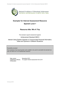 Exemplar for Internal Assessment Resource Spanish Level