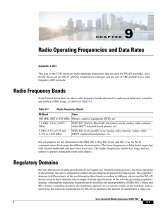 Radio Frequency Operating and Data Rates