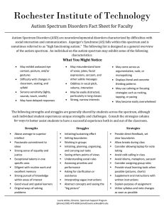 Autism Spectrum Disorders Fact Sheet for Faculty