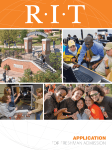 Freshman Application Checklist - Rochester Institute of Technology