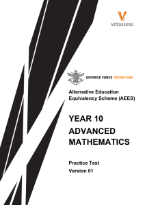 Year 10 Advanced Mathematics Practice Test v01