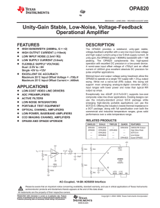 Unity-Gain Stable, Low-Noise, Voltage