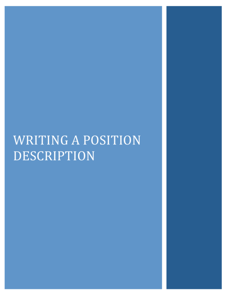 WRITING A POSITION DESCRIPTION