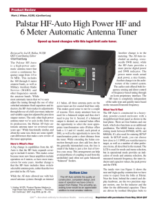 Palstar HF-Auto High Power HF and 6 Meter Automatic Antenna Tuner